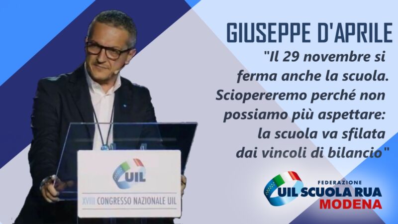 D’APRILE: “Il 29 novembre si fermerà anche la scuola”